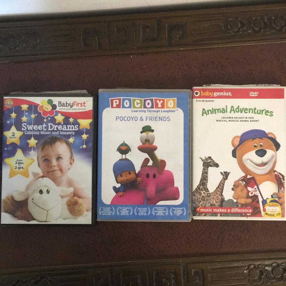 3 Baby DVDs (Pocoyo/Baby First/Baby Genius)